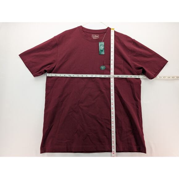 NWT L.L. Bean Men's Carefree Unshrinkable Tee with Pocket in Deep Port sz Medium - Picture 6 of 6